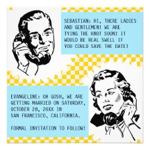 Retro Gossip Couple Save the Date Cards
