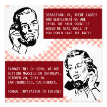 Retro Gossip Couple Save the Date Cards