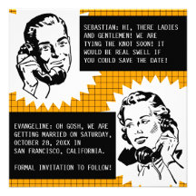 Retro Gossip Couple Save the Date Cards