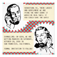 Retro Gossip Couple Save the Date Cards
