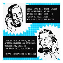 Retro Gossip Couple Save the Date Cards