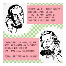Retro Gossip Couple Save the Date Cards