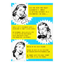 Retro Gossip Gals Bachelorette Party Invitations