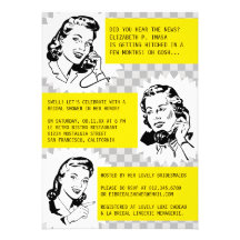 Retro Gossip Gals Bridal Shower Invitations