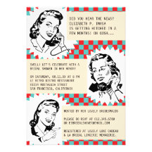 Retro Gossip Gals Bridal Shower Invitations