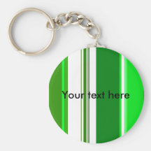 Retro green white stripes key chain
