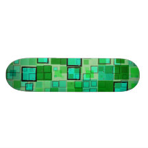 Retro Green with Black Square Abstract Custom Skateboard