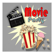 Retro Grey Boys Movie Birthday Party Invitation