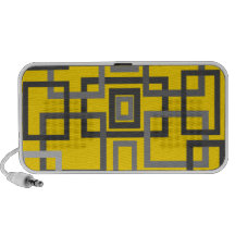 Retro grey shaded squares on yellow travel speaker