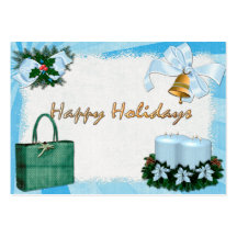 Retro Holiday Blues DISCOUNT/GIFT for Businesses Business Card Template