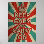 Retro Keep Calm And Carry On Print