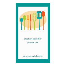 Retro Kitchen Cooking Utensils Chef Business Card