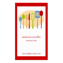 Retro Kitchen Cooking Utensils Chef Business Card