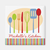 Retro Kitchen Cooking Utensils Personalised Magnet