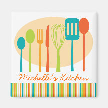 Retro Kitchen Cooking Utensils Personalised Magnet
