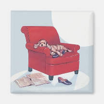 Retro Magnet ~ Cocker Spaniel Dog w/ Dad's Slipper