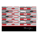 Retro Mod Art Deco Zig Zag Funky Pattern Red Black Card