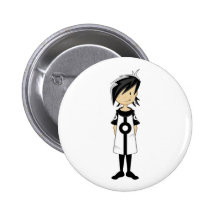 Retro Mod Girl Button