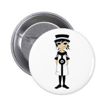 Retro Mod Girl Button