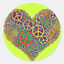 Retro Mod Vintage Peace Round Stickers