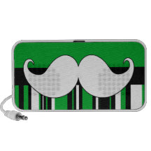 Retro Moustache Stache Mustache with Green Stripes Mp3 Speaker