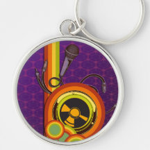 retro music funky vector art key chain
