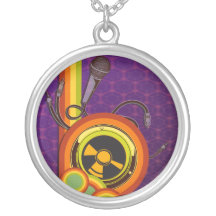 retro music funky vector art personalized necklace