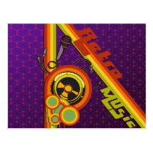retro music funky vector art post card