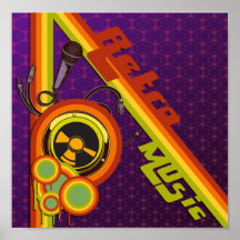 retro music funky vector art print