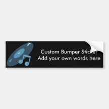 Retro Music Record & Note Blue Bumper Stickers