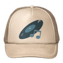 Retro Music Record & Note Blue Mesh Hat