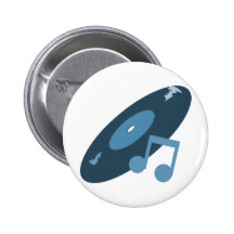 Retro Music Record & Note Blue Pins