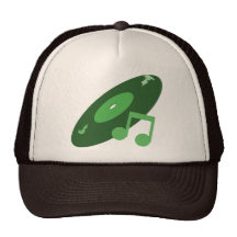 Retro Music Record & Note Green Mesh Hat