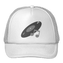 Retro Music Record & Note Grey Mesh Hats