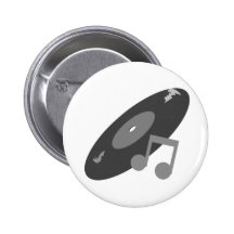 Retro Music Record & Note Grey Pin