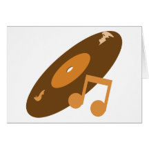 Retro Music Record & Note Orange Cards