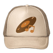 Retro Music Record & Note Orange Mesh Hat