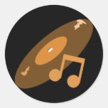 Retro Music Record & Note Orange Sticker