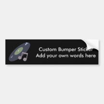 Retro Music Record & Note Original Colours Bumper Stickers