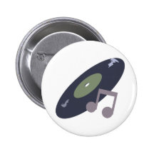 Retro Music Record & Note Original Colours Buttons