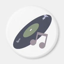 Retro Music Record & Note Original Colours Refrigerator Magnets