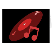 Retro Music Record & Note Red Cards