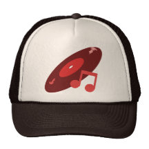 Retro Music Record & Note Red Mesh Hats
