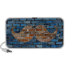 Retro Mustache Moustache Stache on Brick Wall Mini Speakers