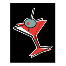 retro olive martini postcard
