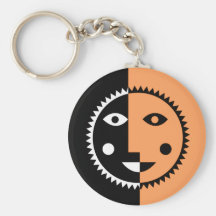 Retro Orange Abstract Sun Key Chain