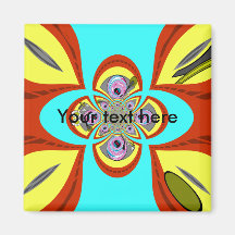 Retro orange blue turntable design refrigerator magnet