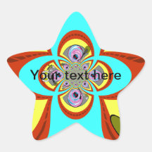 Retro orange blue turntable design stickers