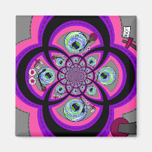 Retro orange pink and green turntable vortex magnet