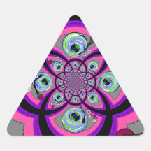 Retro orange pink and green turntable vortex triangle sticker